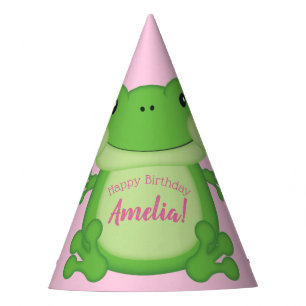 Frog Birthday Party Pink Party Hat