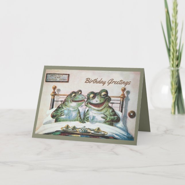 Frog birthday wedding folded holiday card (Front)