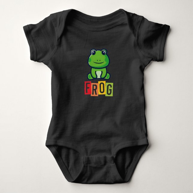 Frog blk baby bodysuit (Front)
