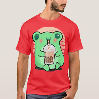 Frog Boba Tea Funny Amphibian Drinking Bubble Tea T-Shirt