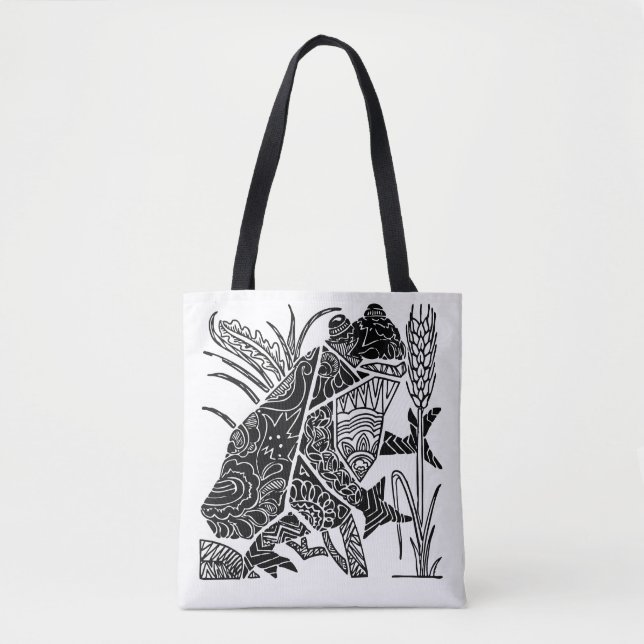 Frog boho floral abstract tote bag (Front)