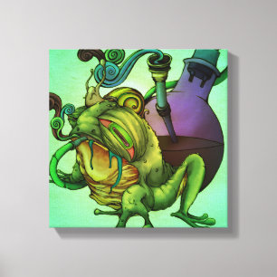 Frog & Bong (Green) Canvas Print