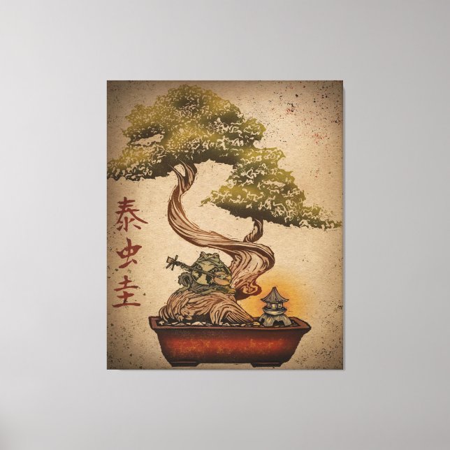 Frog Bonsai Tree Art Design | Animal Lover Gift Canvas Print (Front)