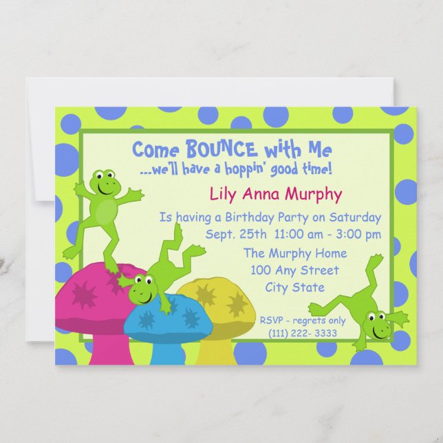 Frog Bounce Birthday Invitation (Front)