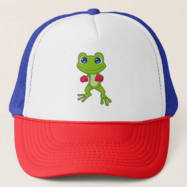 Frog Boxing Boxer Boxing gloves Trucker Hat (Front)