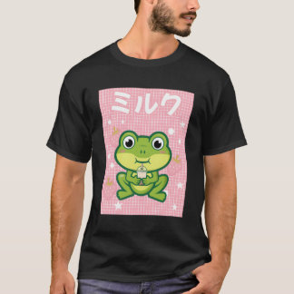 Frog Bubble Tea Cottagecore Strawberry Milk T-Shirt
