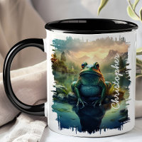 Frog by Mountain Lake Reflection