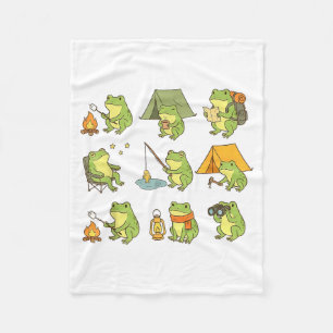 Frog Camping Camper Funny Adventure Outdoor Hiking Fleece Blanket
