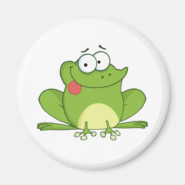 Frog Cartoon Character Hanging Its Tongue Out Magnet (Front)