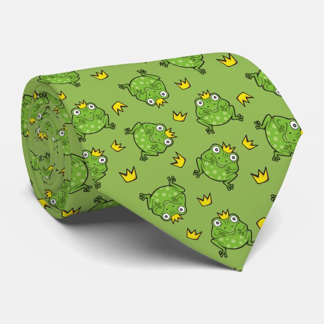 Frog Cartoon Pattern Tie (Rolled)