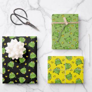 Frog Cartoon Pattern Wrapping Paper Sheet