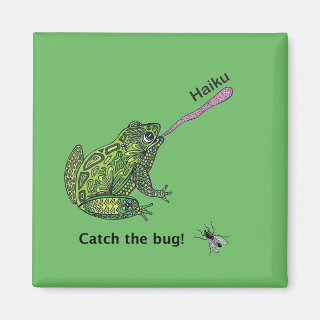Frog catches the haiku bug! magnet (Front)