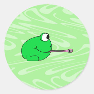 Frog Catching a Fly. Classic Round Sticker