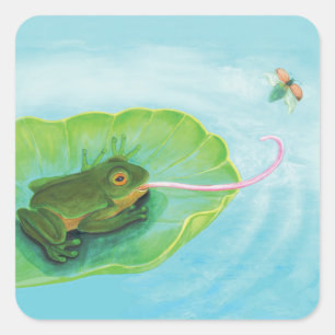 Frog Catching Bug Square Sticker