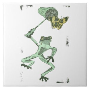 Frog chasing butterflies tile
