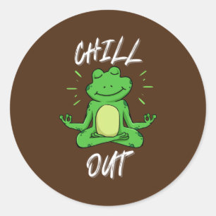 Frog Chill Out Funny Yoga & Meditation Gift  Classic Round Sticker