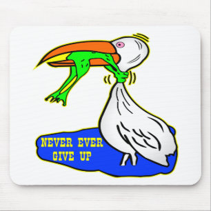 Frog Choking Bird Never Ever Give Up Mouse Mat
