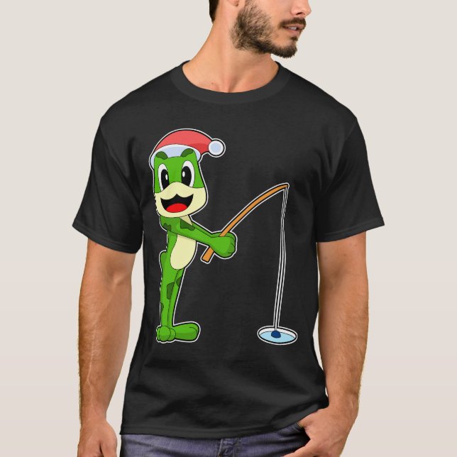 Frog Christmas Fishing T-Shirt (Front)