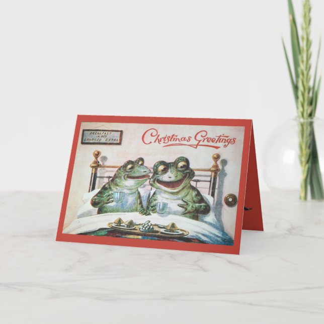 Frog Christmas folded holiday card (Front)