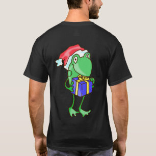 Frog Christmas -- Frog, Present, Santa Hat T-Shirt