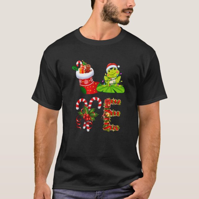Frog Christmas Lights Led  Santa Hat Christmas T-Shirt (Front)