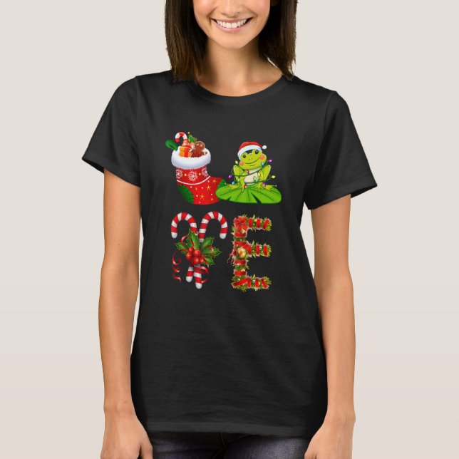 Frog Christmas Lights Led   Santa Hat Christmas T-Shirt (Front)