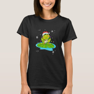 Frog Christmas Lights Led  Santa Hat Christmas T-Shirt