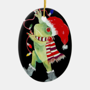 Frog Christmas lights ornament