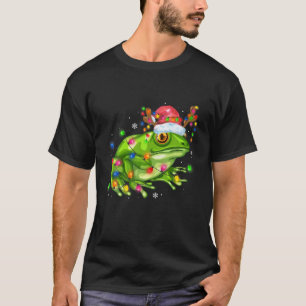 Frog Christmas Lights Tree Funny Santa Hat Merry C T-Shirt