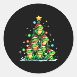 Frog Christmas Tree Funny Hopper Holiday Cute Frog Classic Round Sticker