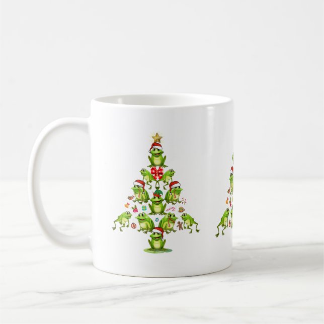 Frog Christmas Tree Gift Funny Christmas Frog  Coffee Mug (Left)