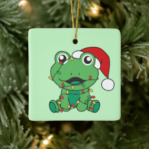 Frog Christmas Winter Animals Holiday Frogs Ceramic Ornament