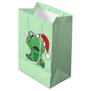 Frog Christmas Winter Animals Holiday Frogs Medium Gift Bag