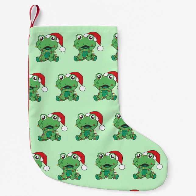 Frog Christmas Winter Animals Holiday Frogs Small Christmas Stocking (Front)