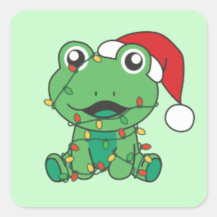 Frog Christmas Winter Animals Holiday Frogs Square Sticker