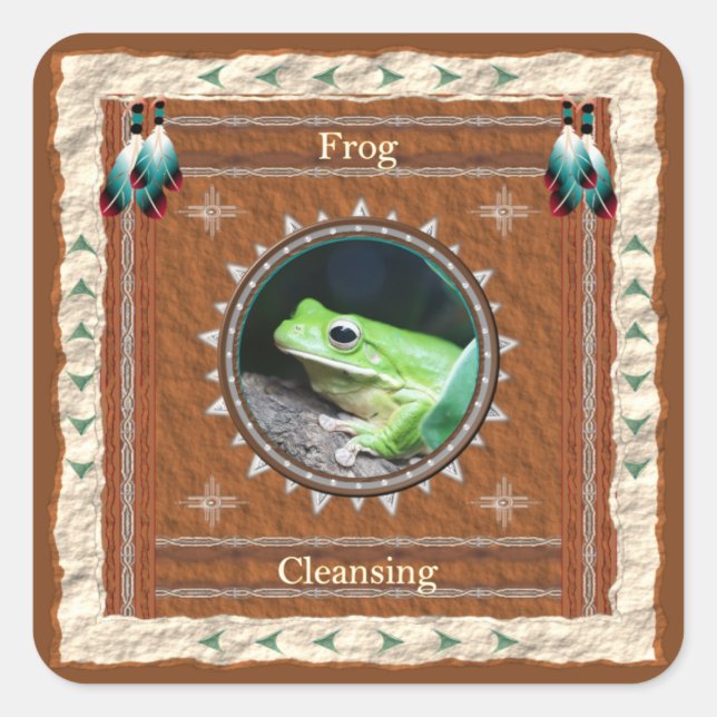 Frog Cleansing Energy Square Sticker (Front)