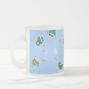 Frog Collage Frosted Glass Coffee Mug
