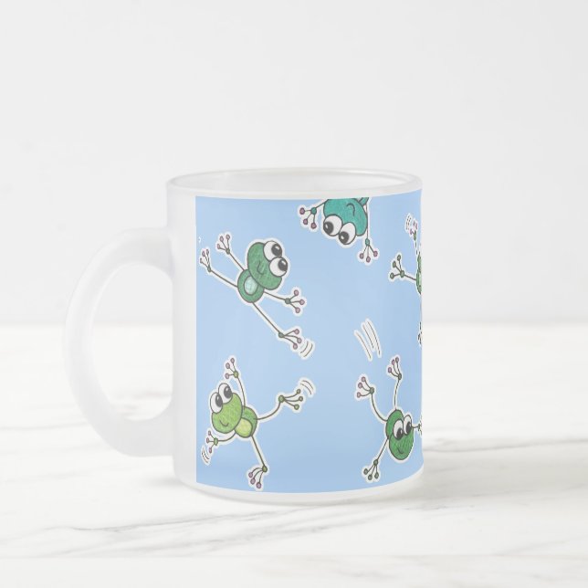 Frog Collage Frosted Glass Coffee Mug (Left)