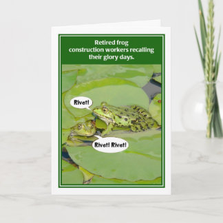 Frog Construction Workers Funny Retirement Card