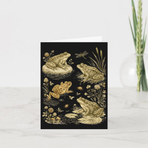 Frog cottagecore life vintage botanical graphic  card