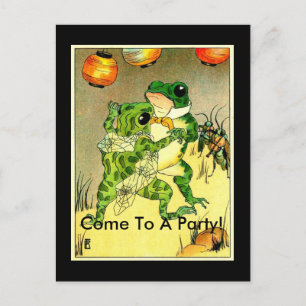 Frog Couple, Come To A Party! Invitation Postcard