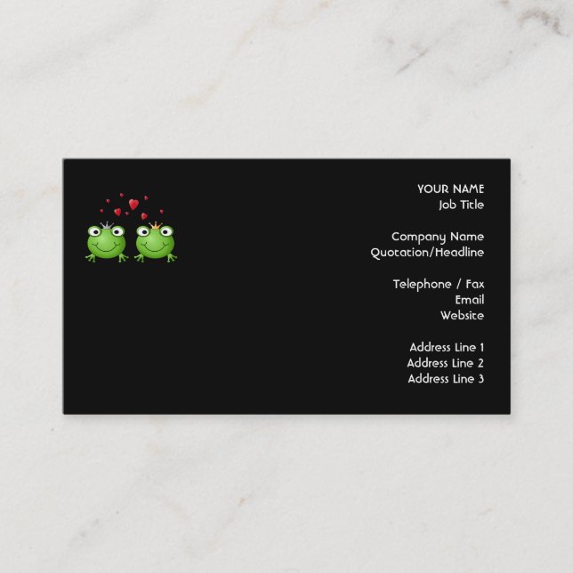 Frog Couple with hearts. Business Card (Front)