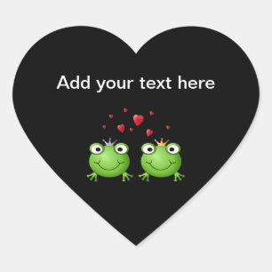 Frog Couple with hearts. Heart Sticker