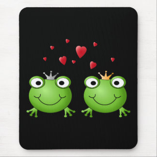 Frog Couple with hearts. Mouse Mat