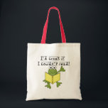 Frog Croak If I Couldn't Read Tshirts and Gifts Tote Bag<br><div class="desc">A green smiling frog with a book and kid style text that reads "I'd croak if I couldn't read!" on reading promotion t-shirts,  mugs,  cards,  buttons,  stickers,  tote bags,  and much more.</div>