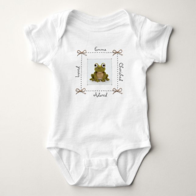 Frog Crochet Baby Bodysuit Personalize (Front)