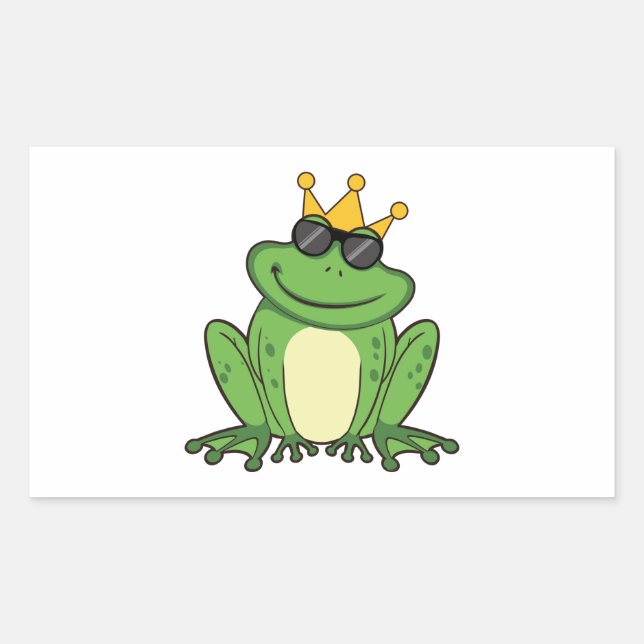 Frog Crown Green with Sunglasses Design Rectangular Sticker (Front)