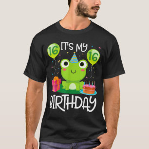 Frog dance balloons cake happy 16 years birthday T-Shirt