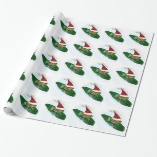 Frog Dashing Through the Snow on a Lily Pad Wrapping Paper