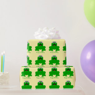 Frog Design Any Colour Background Birthday Gift Wrapping Paper